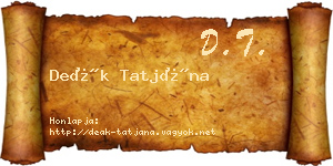 Deák Tatjána névjegykártya